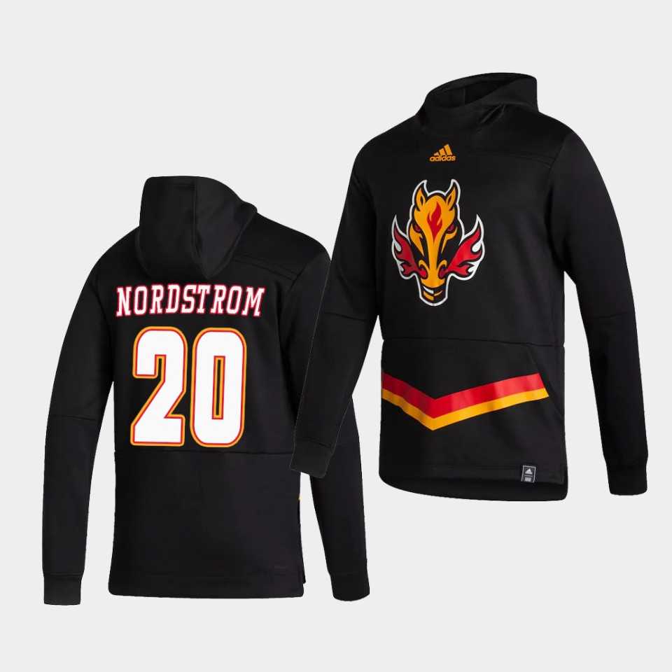 Men Calgary Flames 20 Nordstrom Black NHL 2021 Adidas Pullover Hoodie Jersey